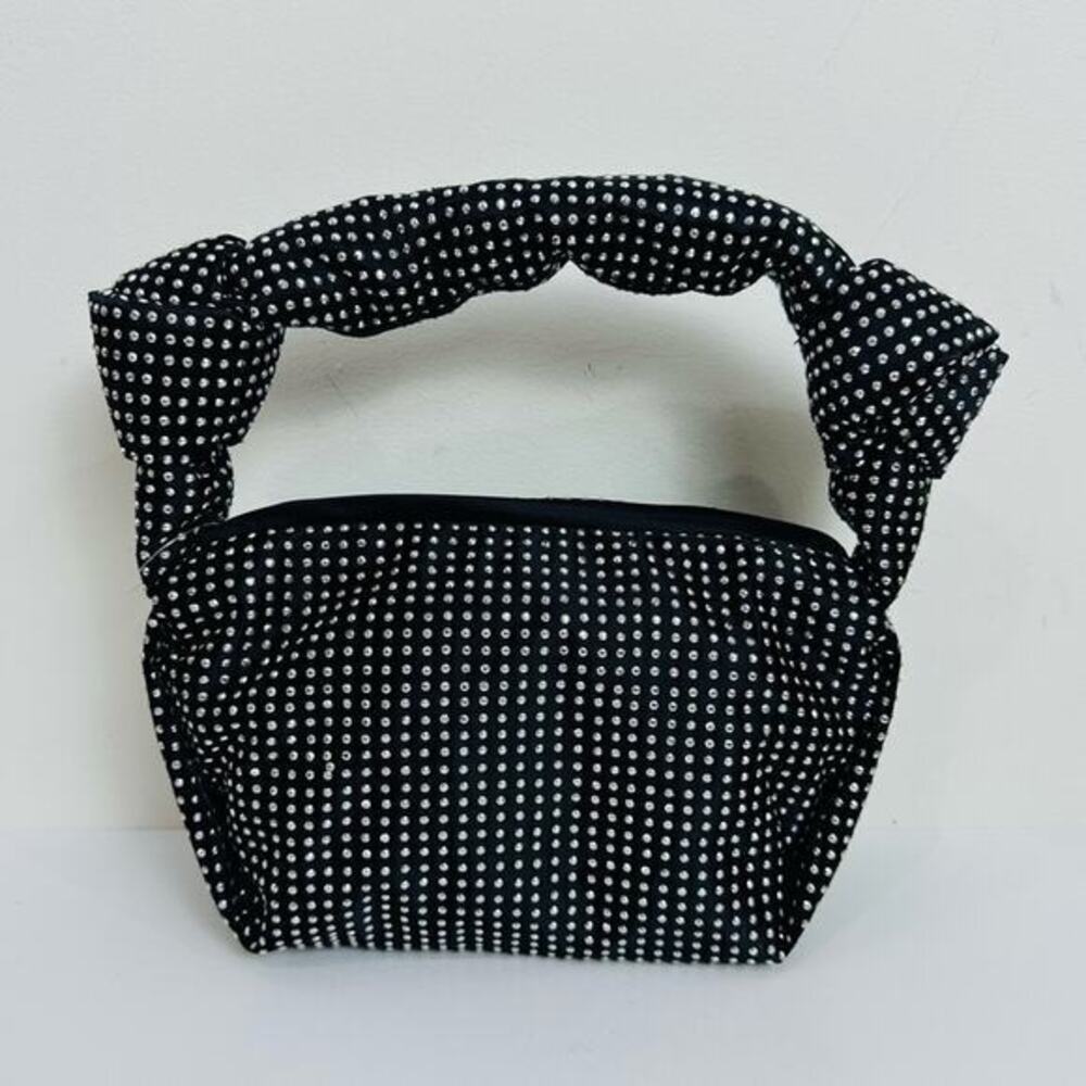 J. Crew Studded Double Knot Handbag Black and Silver Cocktail Party Glam Punk - Picture 7 of 8